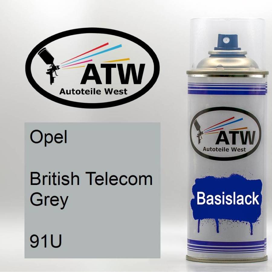 Opel, British Telecom Grey, 91U: 400ml Sprühdose, von ATW Autoteile West.